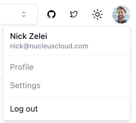 user nav showing a logout button